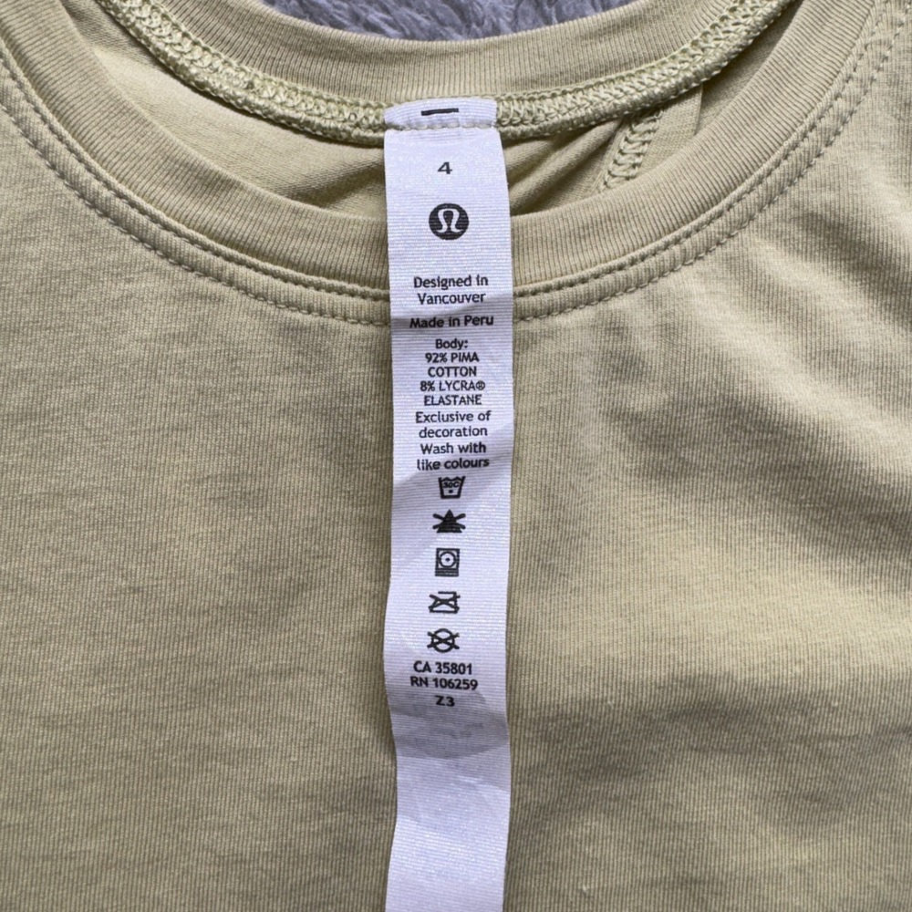 Lululemon Tank Top Womens 4 Yellow Sleeveless All‎ Tied Activewear Running - Picture 6 of 7